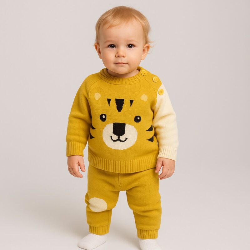 Set tricotat galben pentru copii 6 luni – 3 ani