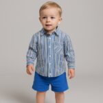 Cămașă elegantă alb cu albastru pentru băieți