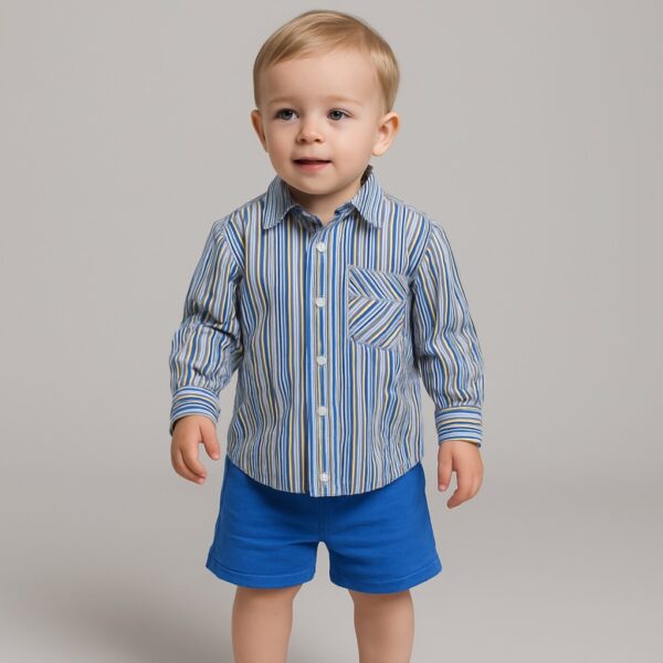 Cămașă elegantă alb cu albastru pentru băieți
