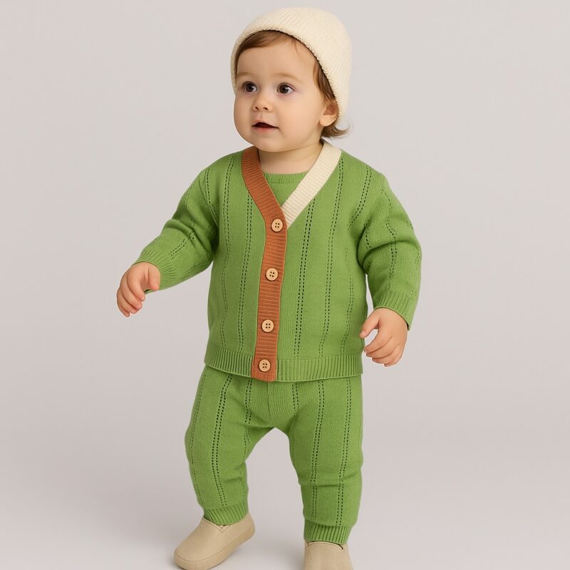 Set Haine Copii Fetiță Roz – Bluziță cu Mânecă Lungă și Pantaloni cu Volănașe, Accesoriu Albină 3D