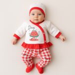 Set bebeluș roșu cu alb