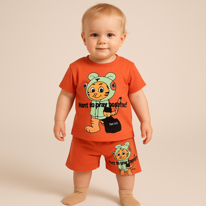 Set Haine Fetiță Roșu – Bluziță cu Mâneci Lungi, Volănașe și Albină 3D + Pantaloni Asortați – Confort și Stil pentru Copilul Tău