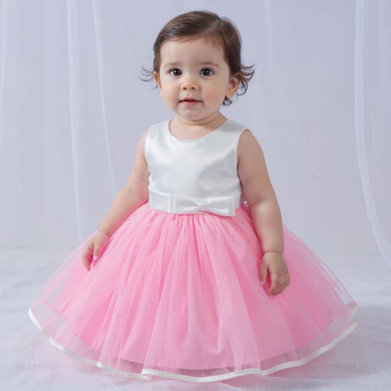 Rochiță elegantă roz pentru fete 3–6 luni