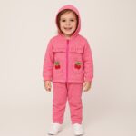 Trening fetițe 3 piese 1–4 ani – bluză cu glugă, bluză subțire și pantaloni