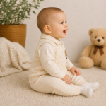Set bebeluși crem elegant 2 piese Babyjim - imagine 3