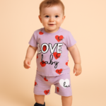 Set Haine Fetiță Roșu – Bluziță cu Mâneci Lungi, Volănașe și Albină 3D + Pantaloni Asortați – Confort și Stil pentru Copilul Tău