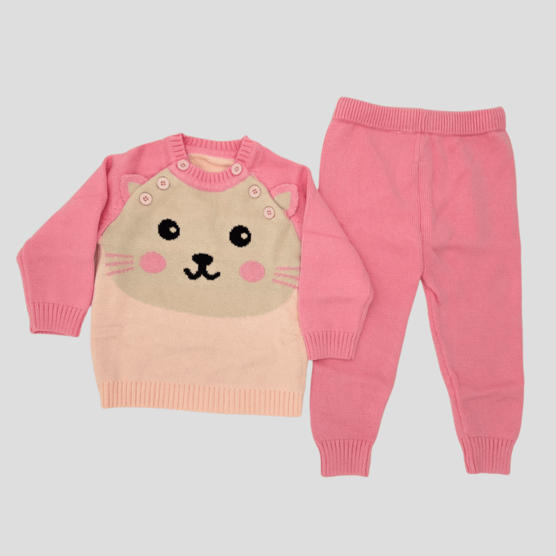 Set tricotat roz pentru copii 6 luni – 3 ani