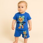 Set haine băiețel albastru cu imprimeu tigru