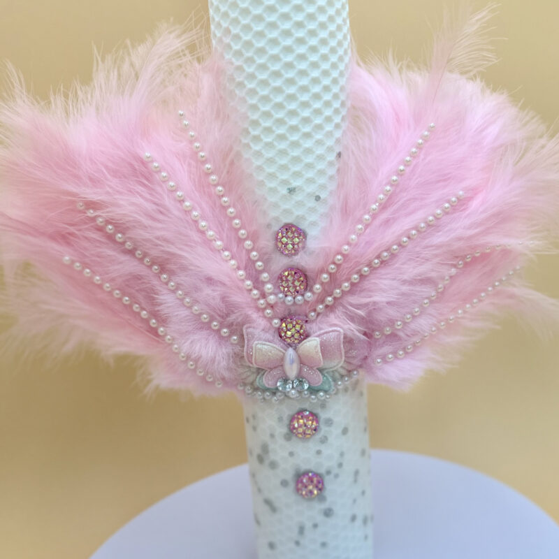 Lumânare pentru botez -fagure din ceară naturală cu aripi de inger