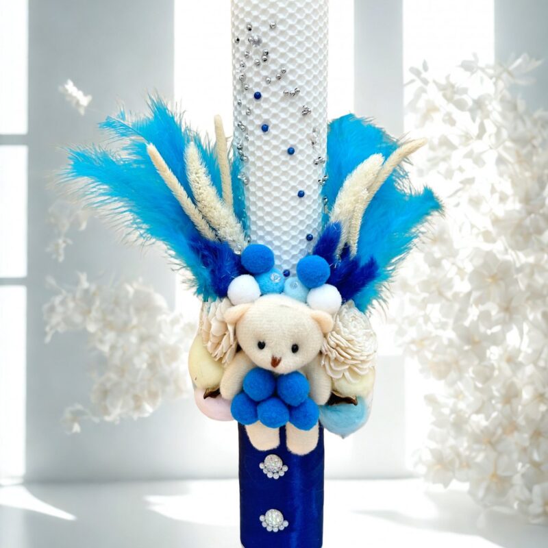 Lumânare pentru botez fagure lungime 35 cm, 6 cm diametru din ceară naturală