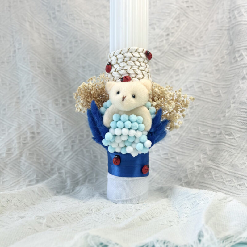 Lumânare botez canelată 35 cm – ceară calitativă, ardere lentă