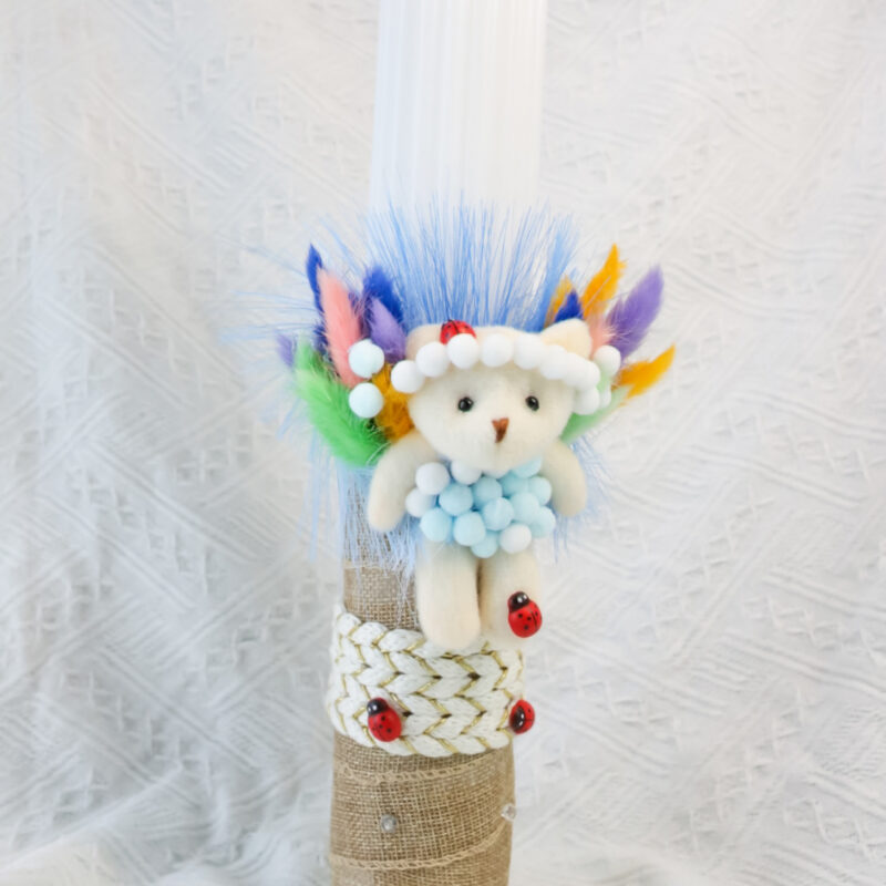 Lumânare botez canelată 35 cm – ceară calitativă, ardere lentă