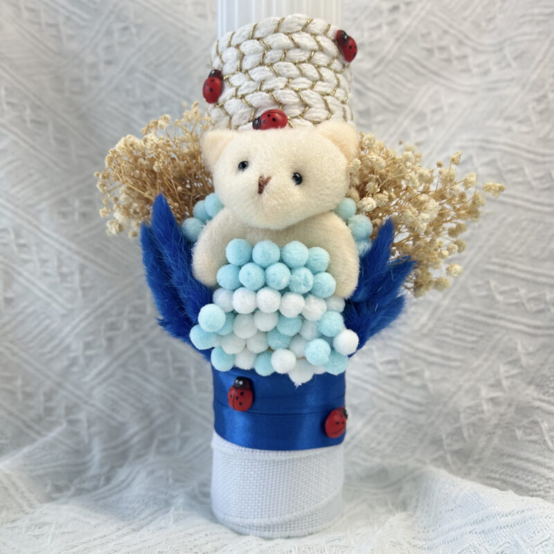 Lumânare botez canelată 35 cm – ceară calitativă, ardere lentă