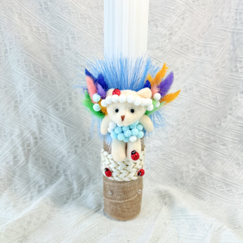 Lumânare botez canelată 35 cm – ceară calitativă, ardere lentă