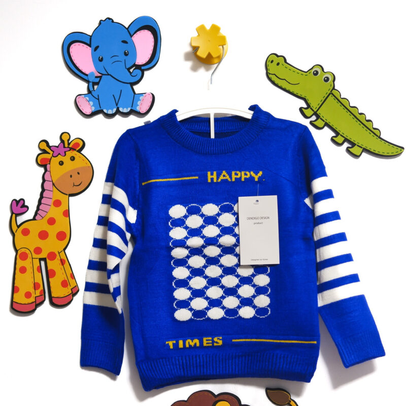 Pulover albastru cu alb