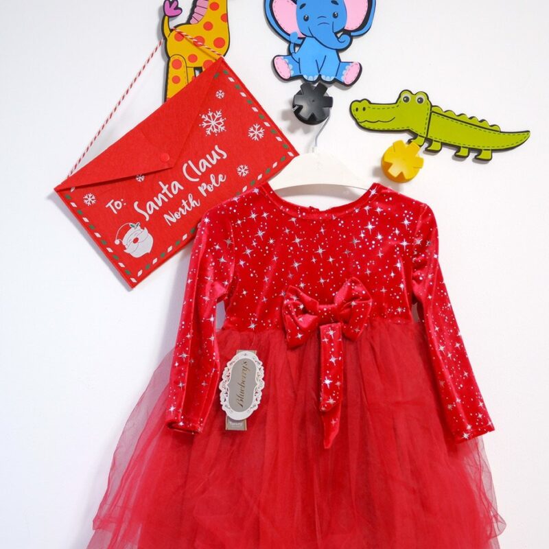 Rochie roșie fetiță din catifea moale