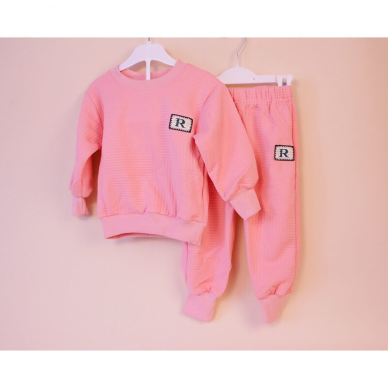 Set trening fetiță roz cu inițiala R