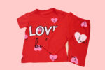 Set de vară pentru fetițe roșu cu imprimeu LOVE