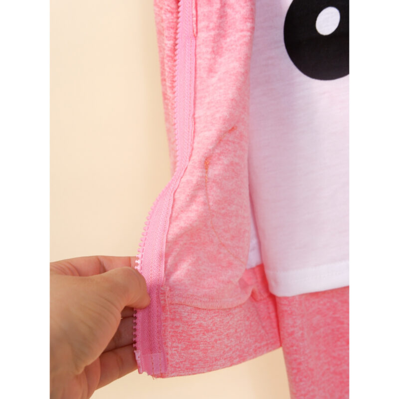 Trening fetițe 3 piese 1–4 ani – bluză cu glugă, bluză subțire și pantaloni