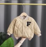Trening de iarnă matlasat pentru copii – set 2 piese unisex, culoare bej deschis