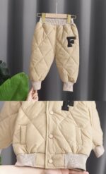 Trening de iarnă matlasat pentru copii – set 2 piese unisex, culoare bej deschis