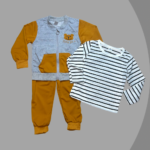 Set tricotat premium pentru fete si baieti , două piese – pulover raglan rosu cu motiv „Sheep” și pantaloni gri cu aplicație