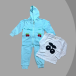 Set tricotat premium pentru fete si baieti , două piese – pulover raglan rosu cu motiv „Sheep” și pantaloni gri cu aplicație