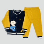 Set tricotat premium pentru fete si baieti , două piese – pulover raglan rosu cu motiv „Sheep” și pantaloni gri cu aplicație