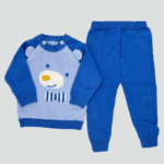 Set tricotat premium pentru fete si baieti , două piese – pulover raglan rosu cu motiv „Sheep” și pantaloni gri cu aplicație