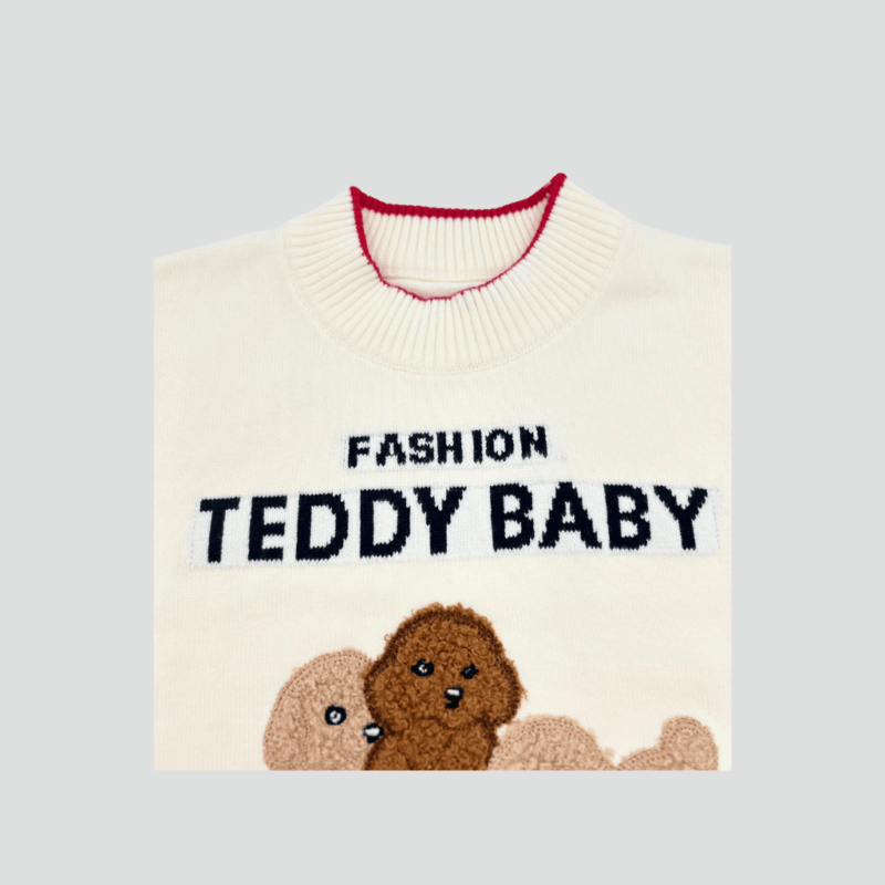 Set tricotat premium pentru fete si baieti , două piese – pulover raglan rosu cu motiv „Sheep” și pantaloni gri cu aplicație