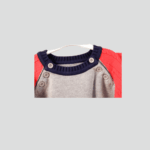 Set tricotat premium pentru fete si baieti , două piese – pulover raglan rosu cu motiv „Sheep” și pantaloni gri cu aplicație