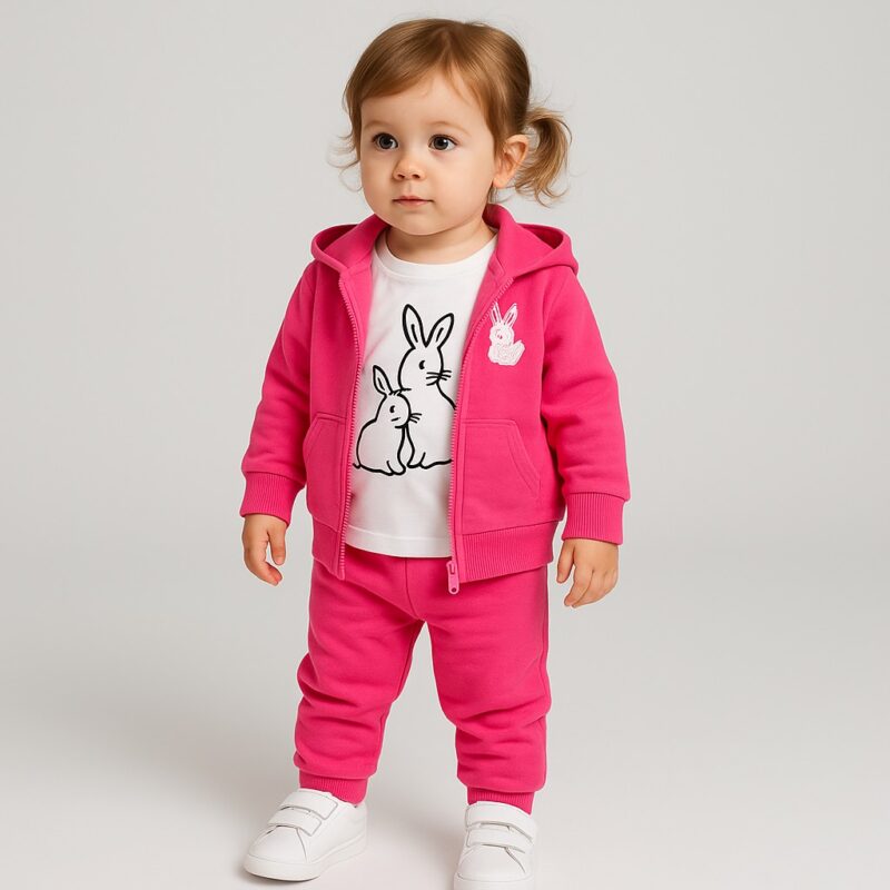 Trening fetiță roz cu iepurași