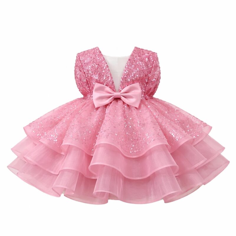 Rochiță Satin Fetițe Roz Regal cu Fustă Voluminoasă din Tulle – Model Elegant pentru Ocazii Speciale