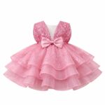 Rochiță Satin Fetițe Roz Regal cu Fustă Voluminoasă din Tulle – Model Elegant pentru Ocazii Speciale