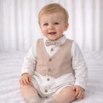 Set elegant băieți cu pantaloni, papion, vestă și body cămașă din bumbac fin – ocazii speciale