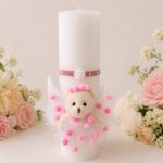 Trusou Botez Fetiță cu Îngeraș Roz și Lumânare – Set Complet Botez - imagine 5