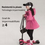 Geacă fetițe 2 în 1 impermeabilă cu glugă – geacă călduroasă copii pentru iarnă și toamnă