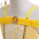 Rochiță Satin Fetițe Galben Pastel cu Tulle Vapuros și Fundițe Delicate – Model Elegant pentru Ocazii Speciale