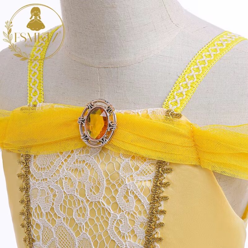 Rochiță Satin Fetițe Galben Pastel cu Tulle Vapuros și Fundițe Delicate – Model Elegant pentru Ocazii Speciale