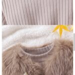 Set elegant fetițe cu bolero blăniță, rochiță plisată și bluză tricotată – ținută completă pentru evenimente