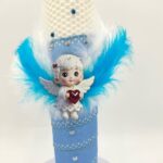 Lumânare Botez Ceară Naturală Tip Fagure – Lucrată Manual