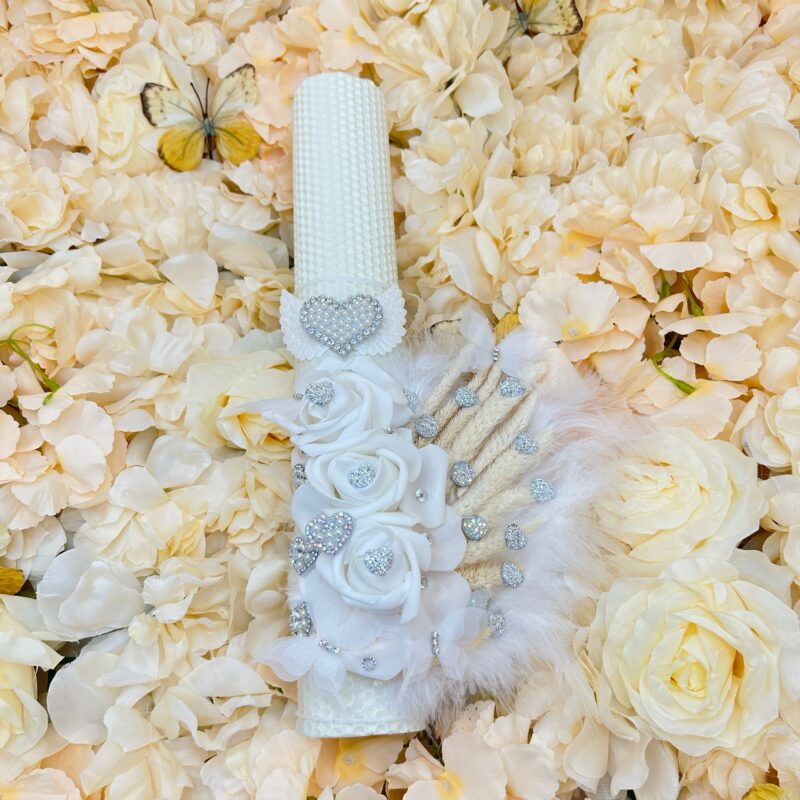 Lumânare Botez Ceară naturala, Fagure 35 cm, 6 cm diametru