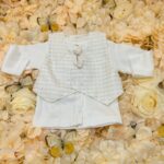 Set Nou-Născut Băieți Ivory cu Vestă Elegantă și Accesorii Complete – Bumbac Moale, 0-3 luni