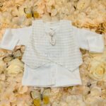 Set Nou-Născut Băieți Ivory cu Vestă Elegantă și Accesorii Complete – Bumbac Moale, 0-3 luni