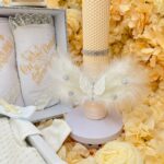 Trusou botez băieți complet – costum elegant 0-3 luni + lumânare și accesorii