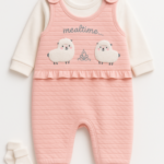 Salopeta Brodata pentru bebelusi Miel 3-6-9 Luni