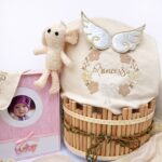 Set cadou nou-născut Princess din bumbac 0–3 luni, cutie din lemn handmade + album foto