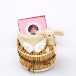 Set cadou nou-născut Princess din bumbac 0–3 luni, cutie din lemn handmade + album foto