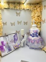 Trusou botez fetiță 0–3 luni cu lumânare din ceară naturală fagure si rochita