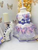 Trusou botez fetiță 0–3 luni cu lumânare din ceară naturală fagure si rochita